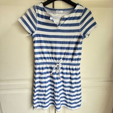 Talbots Hello Saturday! Striped Drawstring Dress Casual Blue White Womens Petite