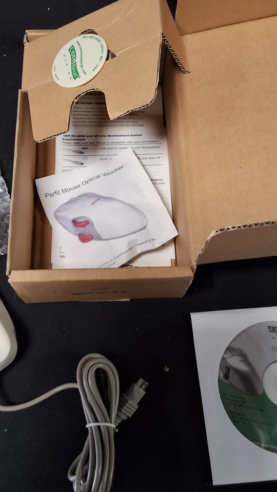 Vintage Contour Mouse Left Handed Medium Ergonomic PC PS2, M-38 Trackball - Image 2 of 4