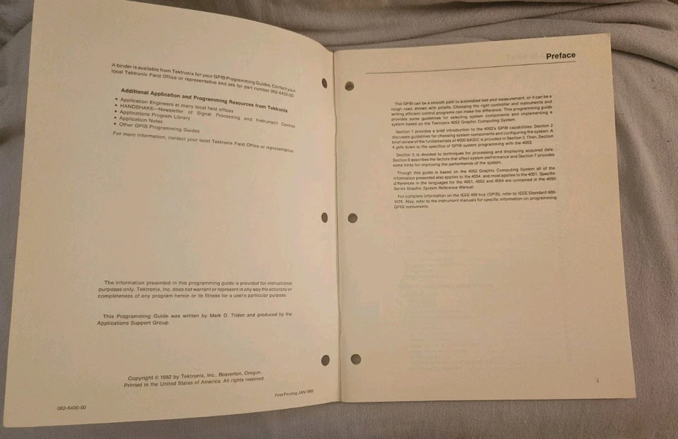Tektronix 4052 GPIB Programming Guide With Business Card Attached  - Image 2 of 4