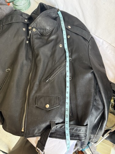 Vintage 1970s Excelled Black Leather Biker Moto Jacket Sz 52 R Made in USA - Picture 11 of 13