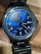 Reloj suizo para hombre JDM Military Alpha III esfera azul Jacques du Manoir