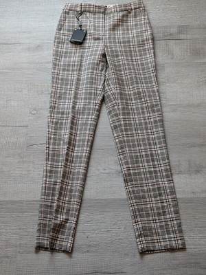 Massimo Dutti Plaid Stright Leg Dress Pants Trousers Size 2 NWT