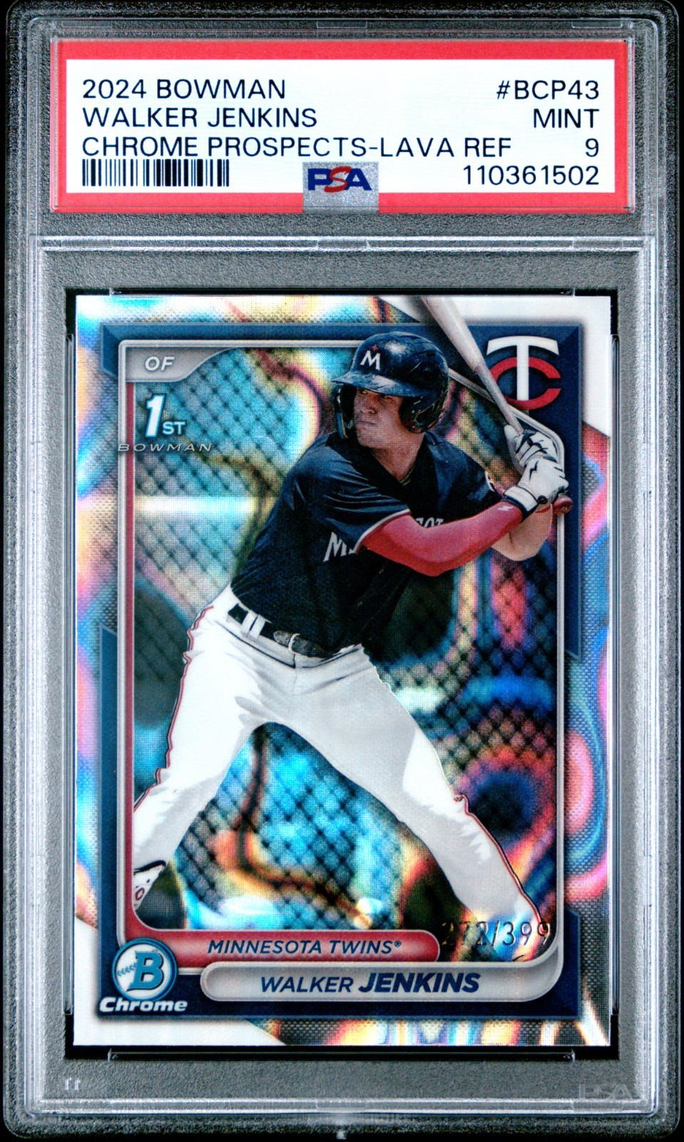 2024 Bowman - Chrome Prospects Lava Refractor #BCP-43 Walker Jenkins /399 PSA 9