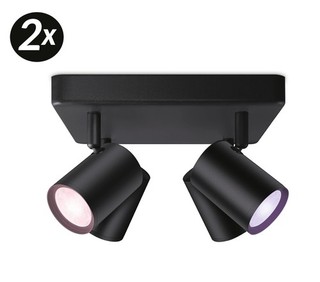 2x WiZ Deckenleuchte LED 4er Spot 4 flammig smarte GU10 Deckenlampe schwarz