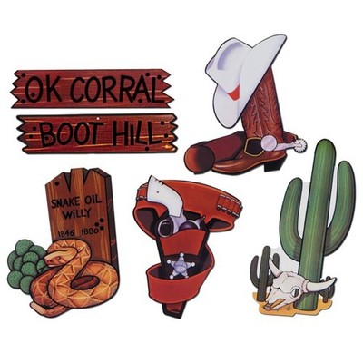 Western Paper Cactus Cowboy Boot Hat Holster Snake Cutouts 6 Pack 16 Inches