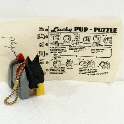 Lucky PUP Dog Puzzle Pull Apart keychain Toy W/ Instructions Vintage
