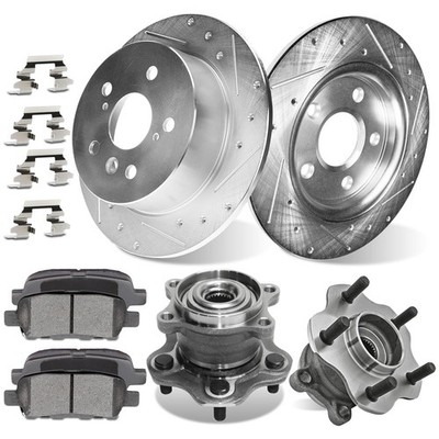 Rear Drilled Slotted Rotors Ceramic Pads Hub Bearings 11-17 Nissan Juke 512373
