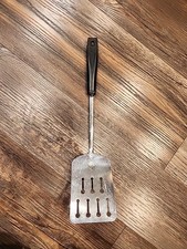 Vintage Ekco Spatula Keyhole Slotted Chromium Black Plastic Handle USA Made
