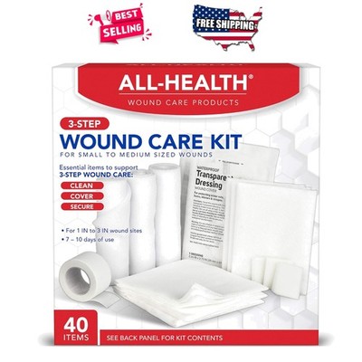 First Aid Supplies 40pc Wound Care Kit Sterile Pads Dressings Emergency Travel