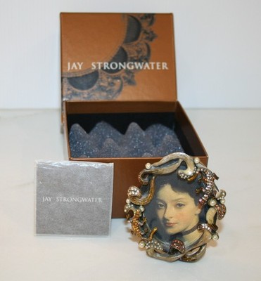 Jay Strongwater Small 3'' Oval Crystal Enamel Picture Frame Salamanders & Flowers