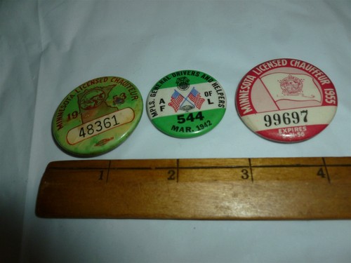 3 Vintage 1942, 1953 und 1955 Minnesota Chauffeur Pinback Lizenzen Lot A-573 - Bild 2 von 9