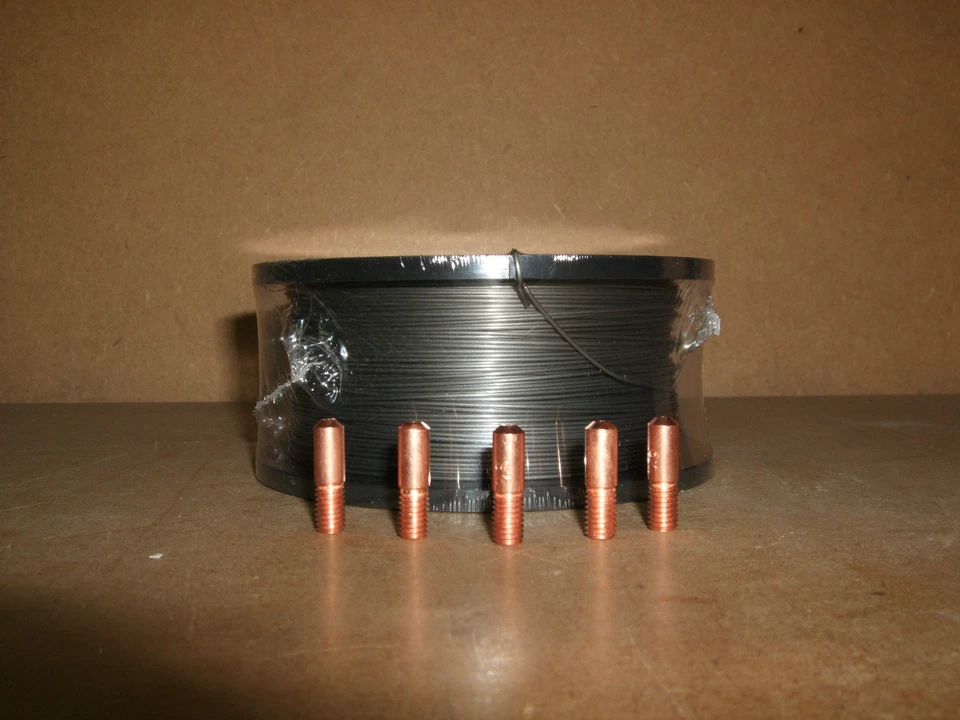 Flux Cored No Gas Gasless Mig welding wire 0.9mm x 0.45kg (1lb) & 5 Contact Tips