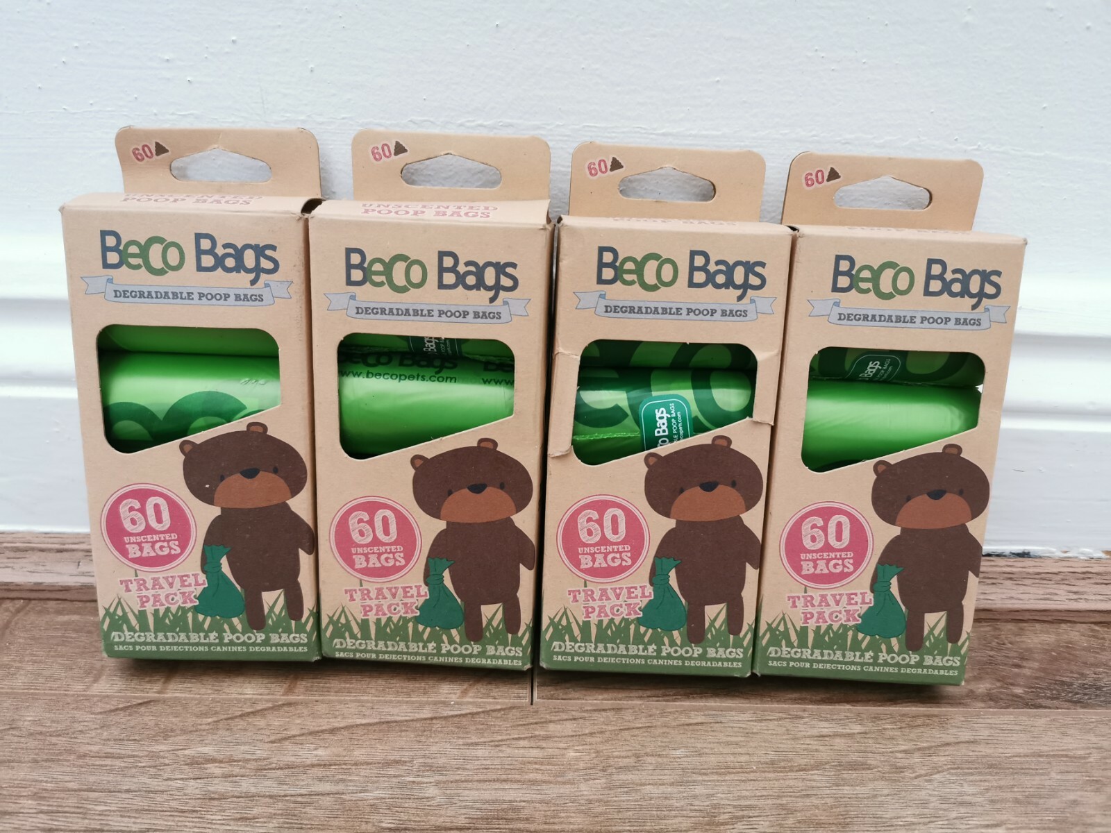 4x Beco Bags - Travel Pack - 60 Strong Large Poop Bags Per Pack for Dogs New