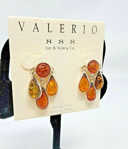 Pendientes de lágrima ámbar de plata esterlina 925 Valerio 888 Ian & Valery | eBay