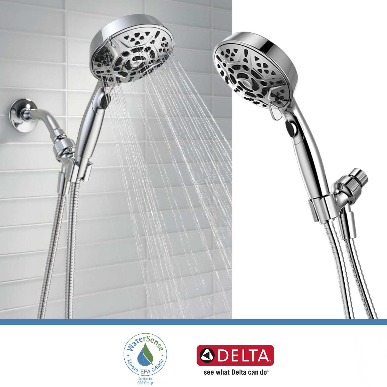 Delta Faucet Hydrorain 5 Spray Touch Clean 2 In 1 Rain Shower Head