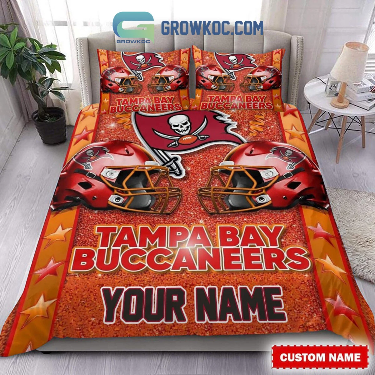 Tampa Bay Buccaneers Star Wall Personalized Fan Bedding Set