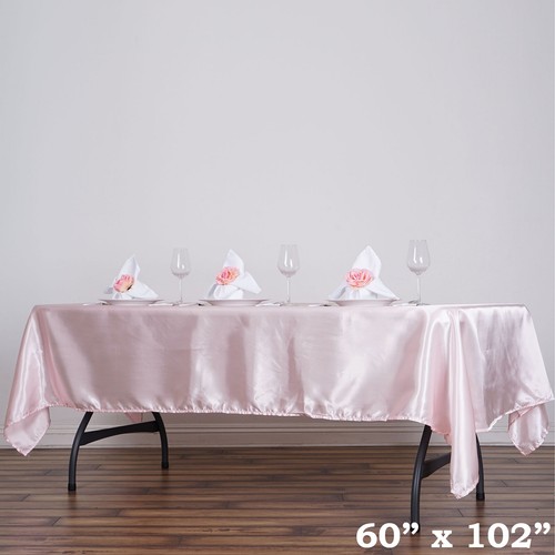 60x102-Inch RECTANGULAR SATIN TABLECLOTH Dinner Wedding Party Linens Decorations - Picture 5 of 225