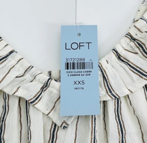 Loft Tank Top Womens XXS Petite Striped V Neck Coastal Beach Lightweight New - Picture 2 of 10