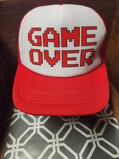 Vitage Style Retro Foam Trucker SnapBack Hat  Game Over Hat Gamers Nintendo 
