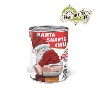 MAD CHEF FOODS LLC Santas Shart Chili Soup Can Label CHRISTMAS STOCKING STUFFER Joke Gag Gift Santa