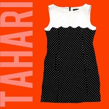 Black/White Scalloped Bodice Polka Dot Tahari   Dress Sz 10 NWT Nordstrom