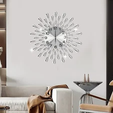 Crystal Large Wall Clock Metallic Wall Watch Living Room Home Decor Modern Gifts