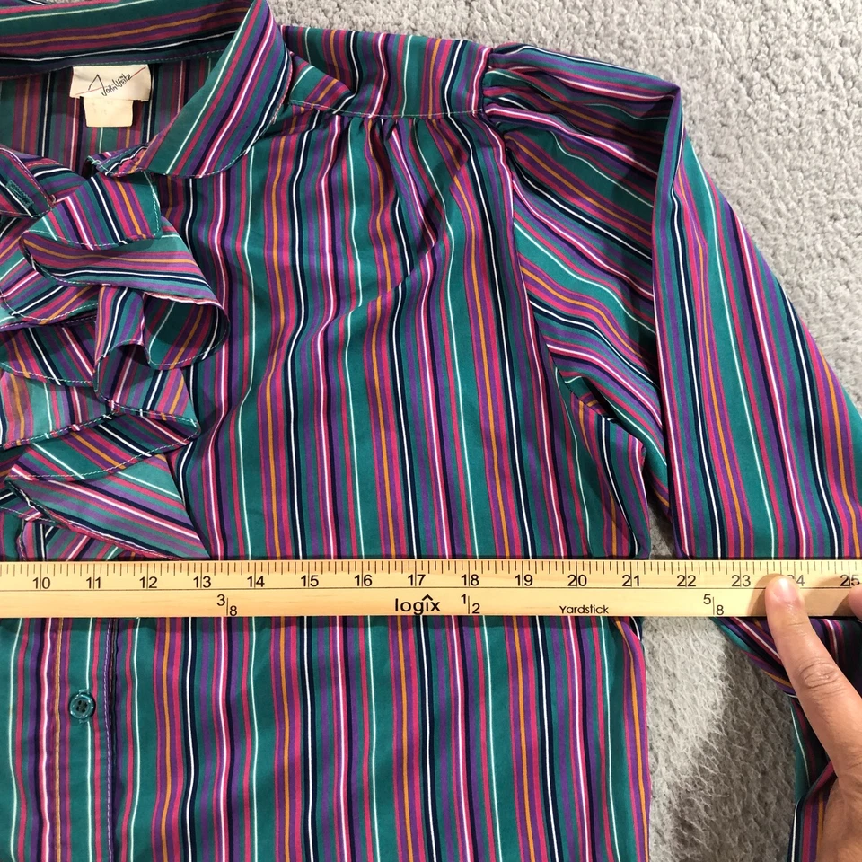 Vintage John Weitz formelles Set Damen 16 mehrfarbige Streifen Bluse Rock Set - Bild 3 von 4