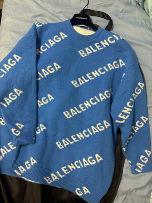 Balenciaga Monogram Logo Wool Blend Sweater Mens Blue | eBay Balenciaga Monogram Logo Wool Blend Sweater Mens Blue | eBay