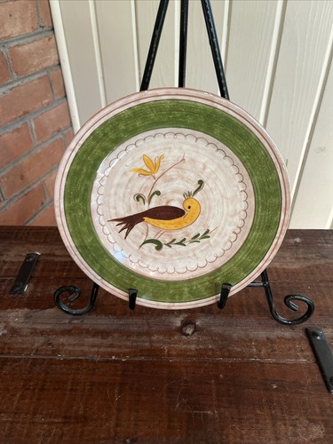STANGL FREDERIK LUNNING INC 8”HAND PAINTED CERAMIC PLATTER DISTELFINK BIRD VTG