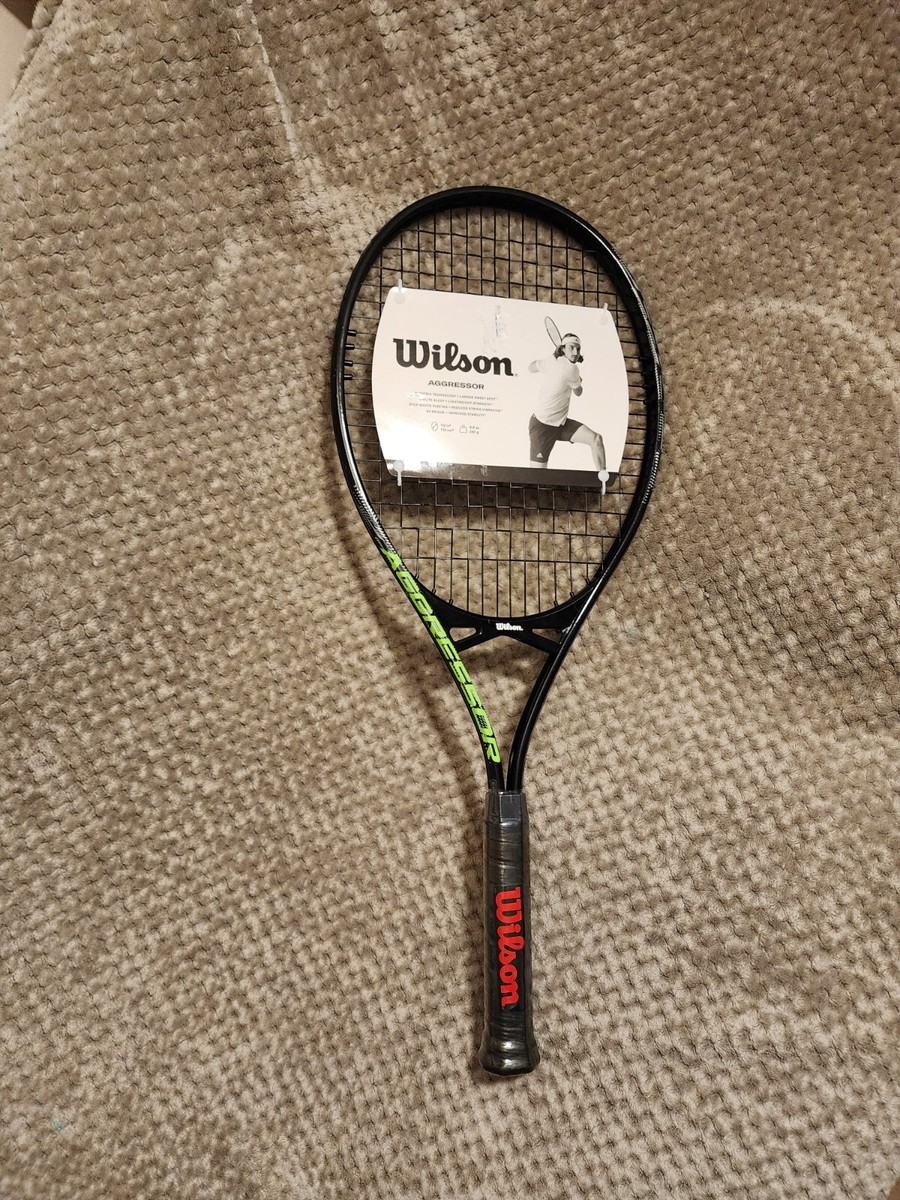 Wilson Aggressor Tennis Racket Racquet Black Green Grip Size 3, 4