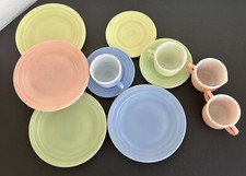 11 Pieces VTG Child  s Dishes Hazel Atlas Milk Glass Plates, Cups, Sugar Creamer