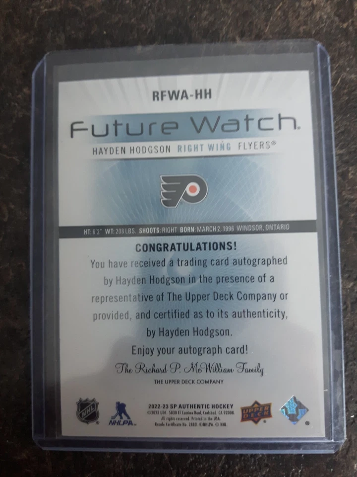 2022-23 SP Authentic Future Watch Auto 293/699 Hayden Hodgson Card# RFWA-HH - Image 2 of 2