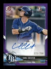 2018 BOWMAN CARL CHESTER 1ST BOWMAN PURPLE PARALLEL AUTO 121/250 TAMPA BAY RAYS