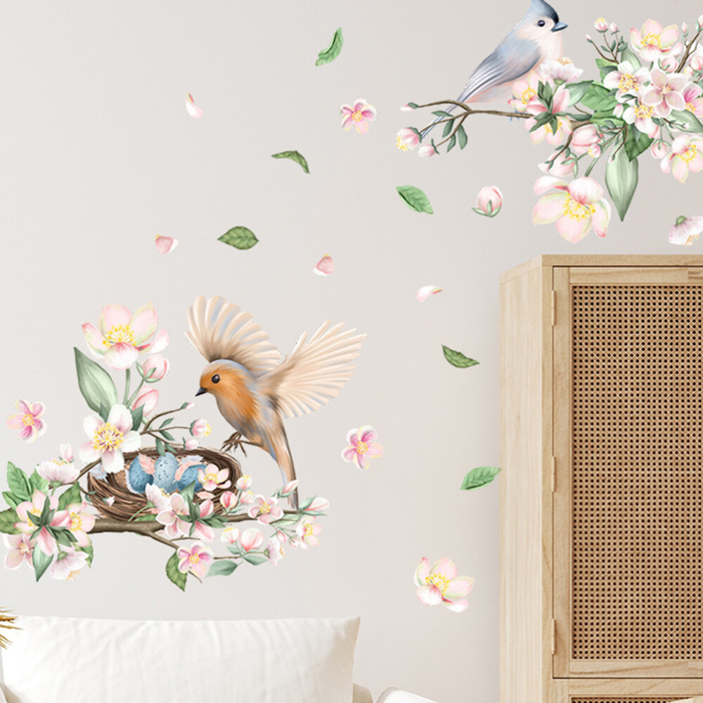 2 Sets Wall Stickers for Kids Flower And Bird Decorative Effect Child