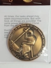 The Task Ahead Challenge Coin I Can Do All Things Antique Gold Color Religious