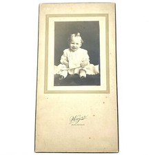 Antique Burlington VT Cabinet Card Photo Toddler Smiling Baby Historic Portrait