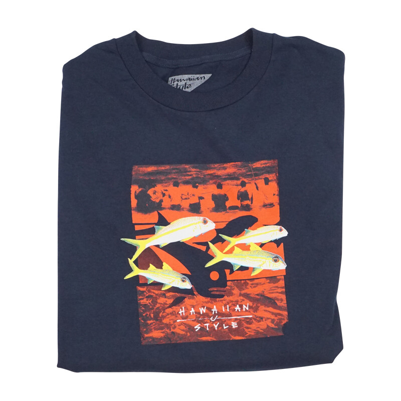 МУЖСКАЯ ТЕМНО-СИНЯЯ футболка MOTION HAWAII В ГАВАЙСКОМ СТИЛЕ