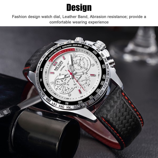 Reloj MEGIR resistente al agua y duradero para hombre, analógico, deportivo, de cuarzo, acero inoxidable 5