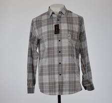 Tasso Elba Mens Grey Plaid Button Up Dress Shirt S 14-14.5 M 15-15.5