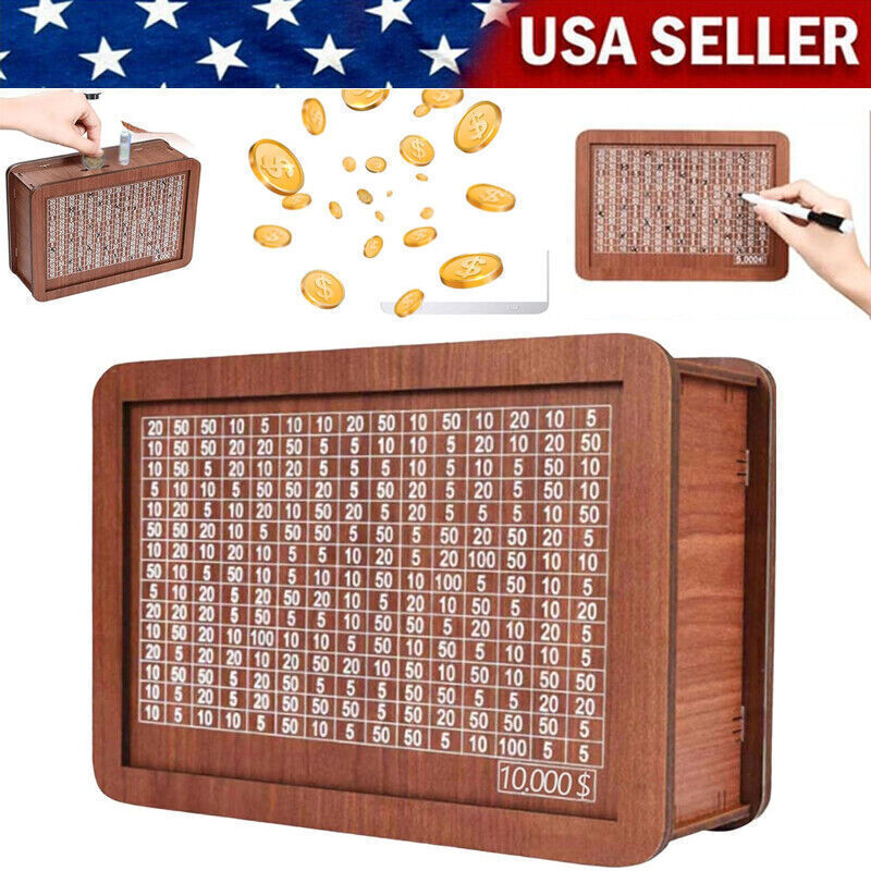 Cash Vault Wooden Savings Box,Wooden Cash Saver Money Box, Cash Saver Box US
