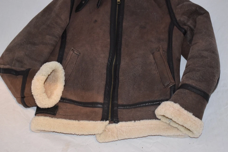 Burberry Brown Leather Shearling Hooded Biker Jacket Coat Womens UK8/10 Mens S/M - Image 4 of 4
