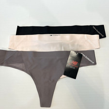 New Balance Laser Cut Thong Underwear 3 Pair Women's Sporty Blush Dove Black L