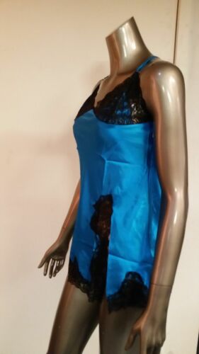 new fredericks of hollywood satin bluebell babydoll lace trim. retail 29.50 - Afbeelding 1 van 6