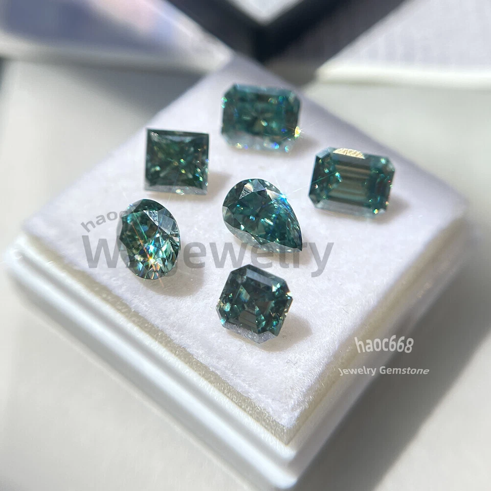 Moissanite loose stones MultiShape cut Moissanite GRA Blue Green VVS jewelry - Image 2 of 4