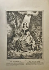 Ste. Clemence, Sta. Clemencia, Lithograph By Bulla, Paris, Mid 19th Century