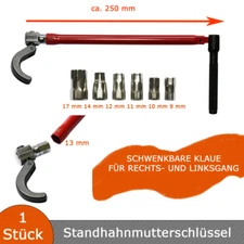 VERLEGEHILFEN Standhahnmutterschlüssel Set 13 mm Kralle SW 36 + Einsätze 9-17 mm