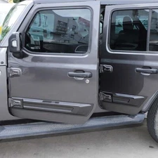 4x Side Door Protector Scuff Guard Cover Trim Plates For Jeep Wrangler JL/JT 18+