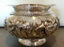 Ancien bol en argent martelé main export japonais MEIJI 775 grammes Arthur & Bond