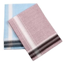 Cotton Men's Single Kerala Dhoti - 1.9 Mtrs Pack of 2, Blue-Dark Biscuit 