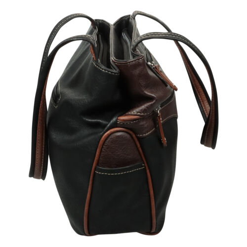 Damen Schultertasche Handtasche Shopper Tasche Klassisch Einkaufstasche Schwarz - Bild 3 von 8
